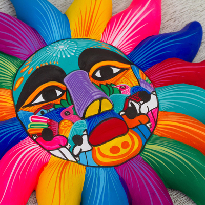 Keramik-Wandkunst Sonne und Mond, (Paar) - Mexikanische handbemalte Keramik-Wandkunst mit Sonne und Mond