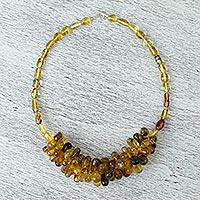 Amber beaded necklace, 'Honey Droplets' - Handmade Beaded Amber Necklace from Mexico