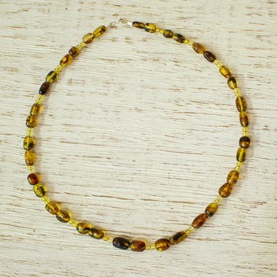 Halskette aus Bernsteinperlen - Mexikanische handgefädelte Halskette aus Naturbernsteinperlen