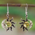 Amber dangle earrings, 'Resplendent Sunset' - Mexican Sterling Silver and Amber Sun Moon Hook Earrings thumbail