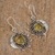 Amber dangle earrings, 'Resplendent Sunset' - Mexican Sterling Silver and Amber Sun Moon Hook Earrings (image 2b) thumbail