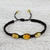 Amber braided bracelet, 'Amber Night' - Braided Nylon Bracelet with Mexican Amber in Black (image 2) thumbail
