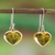 Amber dangle earrings, 'Hearts of Nectar' - Mexican Sterling Silver and Amber Heart Dangle Earrings