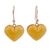 Amber dangle earrings, 'Hearts of Nectar' - Mexican Sterling Silver and Amber Heart Dangle Earrings thumbail