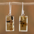 Amber dangle earrings, 'Amber Treasure' - Sterling Silver and Amber Bar Dangle Earrings from Mexico (image 2) thumbail