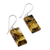 Amber dangle earrings, 'Amber Treasure' - Sterling Silver and Amber Bar Dangle Earrings from Mexico (image 2c) thumbail