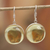Amber dangle earrings, 'Amber Sunset' - Round Amber and Sterling Silver Dangle Earrings from Mexico