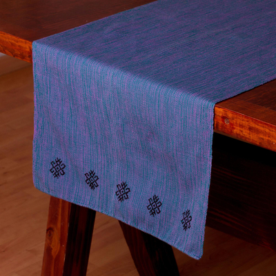 Cotton table runner, 'Mayan Home' - Mexican 100% Cotton Handcrafted Table Runner