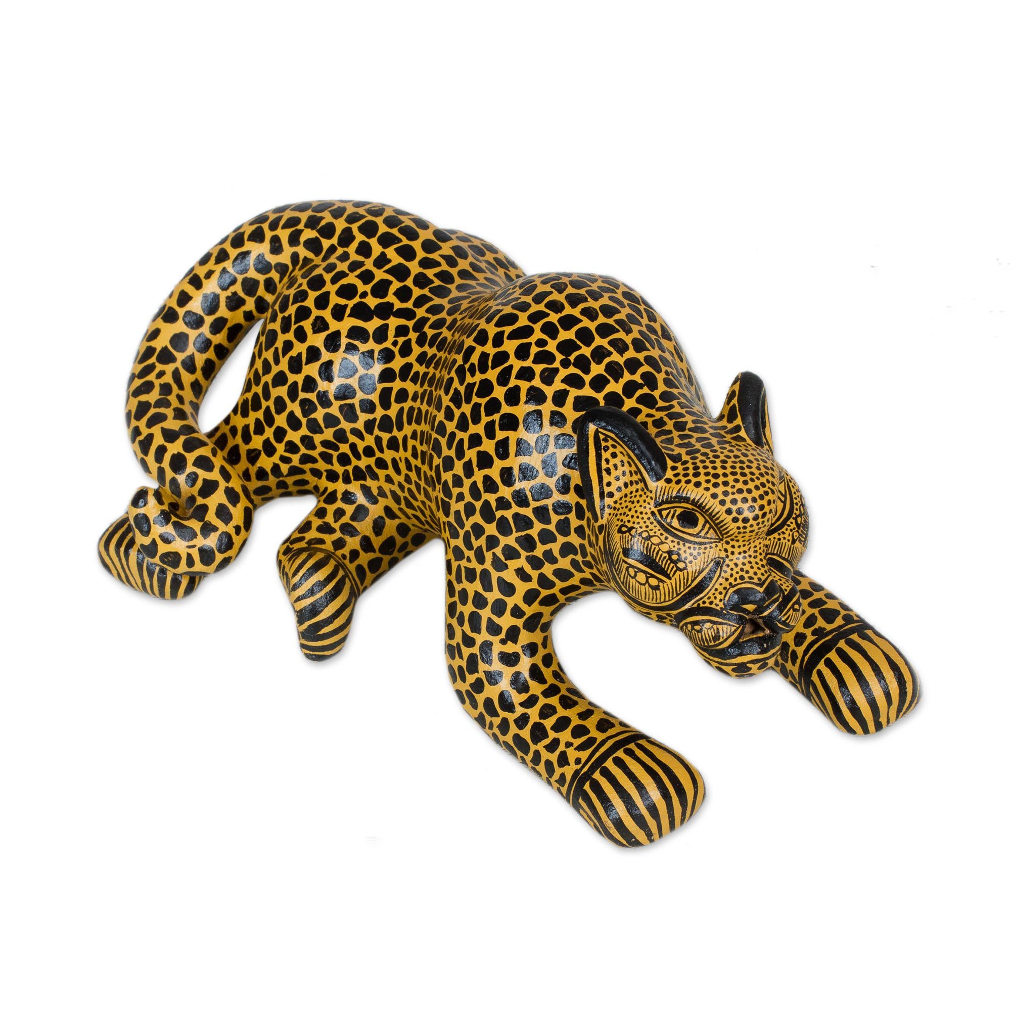Handmade Ceramic Jaguar Figurine from Mexico Southern Jaguar NOVICA
