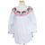 Cotton blouse, 'Ocosingo Dawn' - Embroidered White Cotton Blouse with 3/4 Length Sleeves