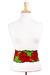 Cotton tie belt, 'Fiesta Roses' - Mexican Red and Green 100% Cotton Tie Belt with Rose Motif (image 2a) thumbail