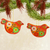Ceramic ornaments, 'Marigold Doves' (pair) - 2 Yellow Floral Ceramic Peace Dove Ornaments Crafted by Hand thumbail