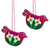 Ceramic ornament, 'Bright Bird Joy' (pair) - Handcrafted Fuchsia Ceramic Peace Dove Ornaments (Pair)