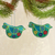 Ceramic ornaments, 'Turquoise Doves' (pair) - 2 Caribbean Blue Ceramic Handcrafted and Painted Ornaments (image 2) thumbail