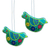 Ceramic ornaments, 'Turquoise Doves' (pair) - 2 Caribbean Blue Ceramic Handcrafted and Painted Ornaments thumbail