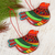Ceramic ornaments, 'Happy Ginger Dove' (pair) - Ceramic Handcrafted and Painted Orange Dove Ornaments (Pair) (image 2) thumbail
