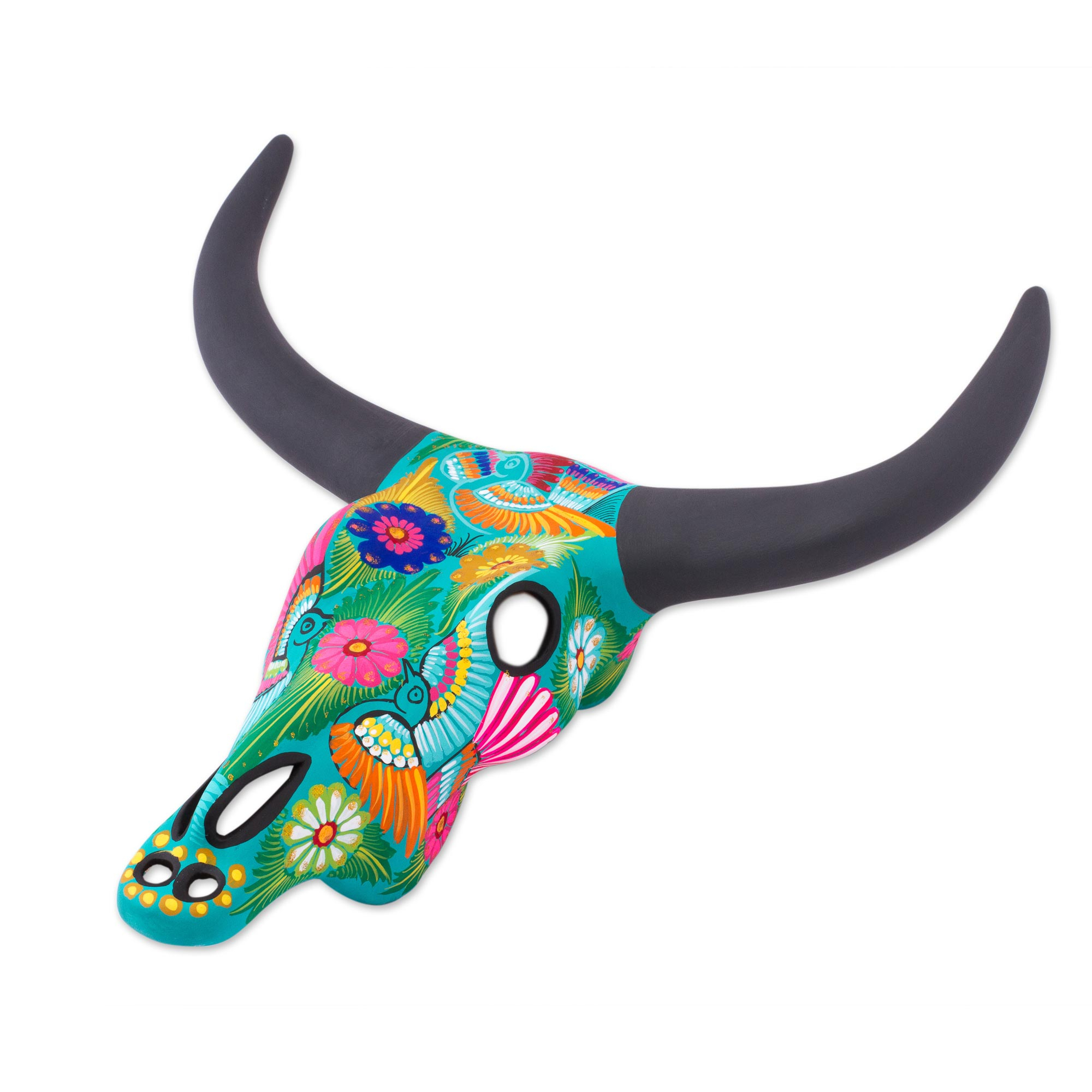 Hand-Painted Ceramic Longhorn Steer Mask from Mexico - Sonora Desert ...