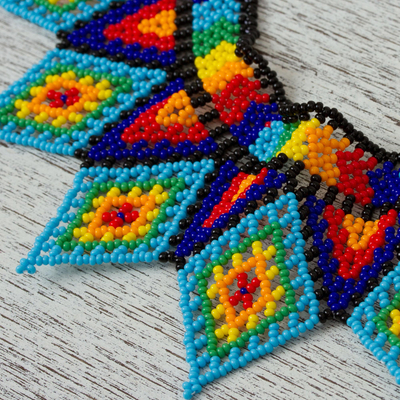 Collar llamativo con cuentas - Collar llamativo mexicano hecho a mano con cuentas multicolores