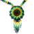 Glass beaded pendant necklace, 'Sunlit Flower' - Mexican Artisan Crafted Sunflower Beaded Pendant Necklace (image 2b) thumbail