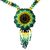 Glass beaded pendant necklace, 'Sunlit Flower' - Mexican Artisan Crafted Sunflower Beaded Pendant Necklace (image 2d) thumbail
