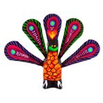 Alebrije wood sculpture, 'Colorful Peacock' - Hand-Painted Alebrije Wood Peacock Sculpture from Mexico