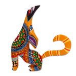 Wood alebrije figurine, 'Howl' - Multi-Color Copal Wood Howling Coyote Alebrije Figurine