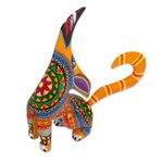 Wood alebrije figurine, 'Howl' - Multi-Color Copal Wood Howling Coyote Alebrije Figurine