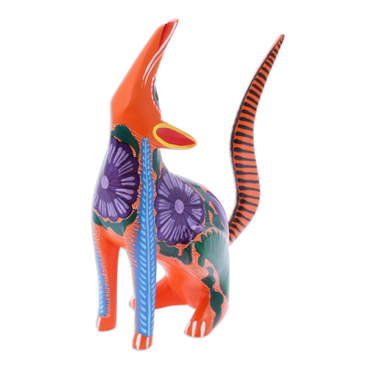 Alebrije-Figur aus Holz - Pfeifender Kojote Alebrije aus mehrfarbigem Holz