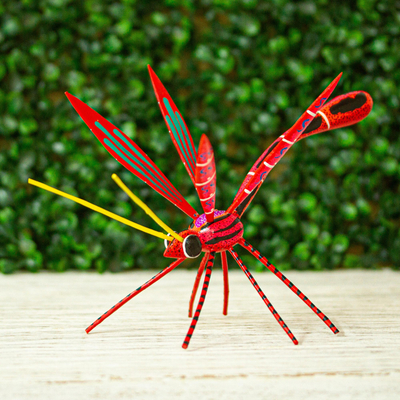 Wood alebrije figurine, Red Dragonfly