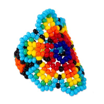 Colorful Glass Beaded Floral Cocktail Ring from Mexico