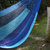 Hammock, 'Afternoon Breeze' (single) - Hand Crafted Blue Striped Nylon Rope Single Hammock (image 2b) thumbail