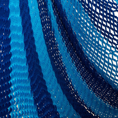 Hängemattenschaukel aus Nylonseil - Handgefertigte blau gestreifte Hängemattenschaukel aus Nylonseil