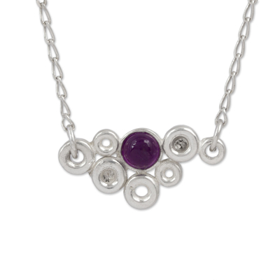 Sterling Silver and Amethyst Mexican Pendant Necklace