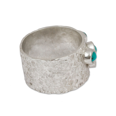 Turquoise band ring, 'Turquoise Dreams' - Sterling Silver and Turquoise Band Ring from Mexico