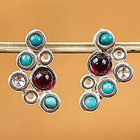 Amethyst button earrings, 'Dazzle Me' - Sterling Silver and Amethyst Button Earrings