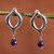Amethyst dangle earrings, 'Royal Accent' - Sterling Silver and Amethyst Dangle Earrings from Mexico thumbail
