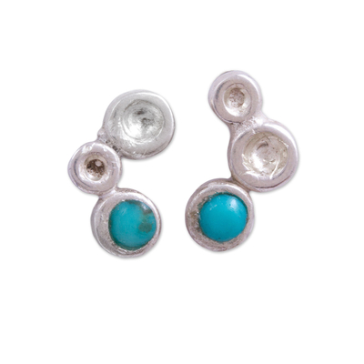 Turquoise and Sterling Silver Stud Earrings from Mexico