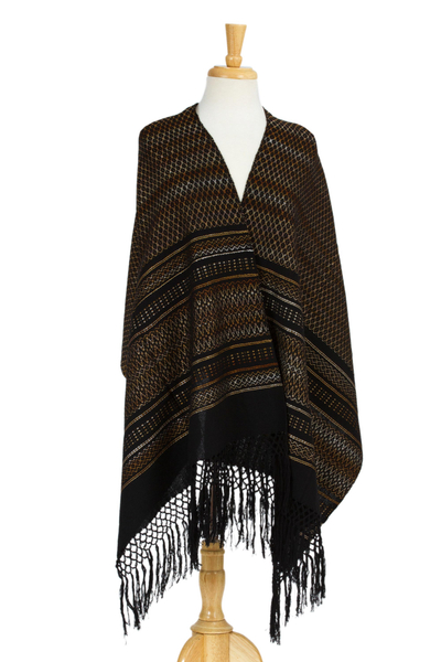 Cotton shawl, 'Sophisticated Designs' - Artisan Handwoven Cotton Shawl from Mexico