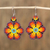 Glass beaded dangle earrings, 'Flowers of Color' - Glass Beaded Floral Dangle Earrings from Mexico (image 2) thumbail