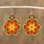 Glass beaded dangle earrings, 'Flowers of Happiness' - Artisan Crafted Floral Glass Beaded Earrings from Mexico (image 2) thumbail