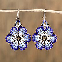 Featured review for Glass beaded dangle earrings, Royal Flowers