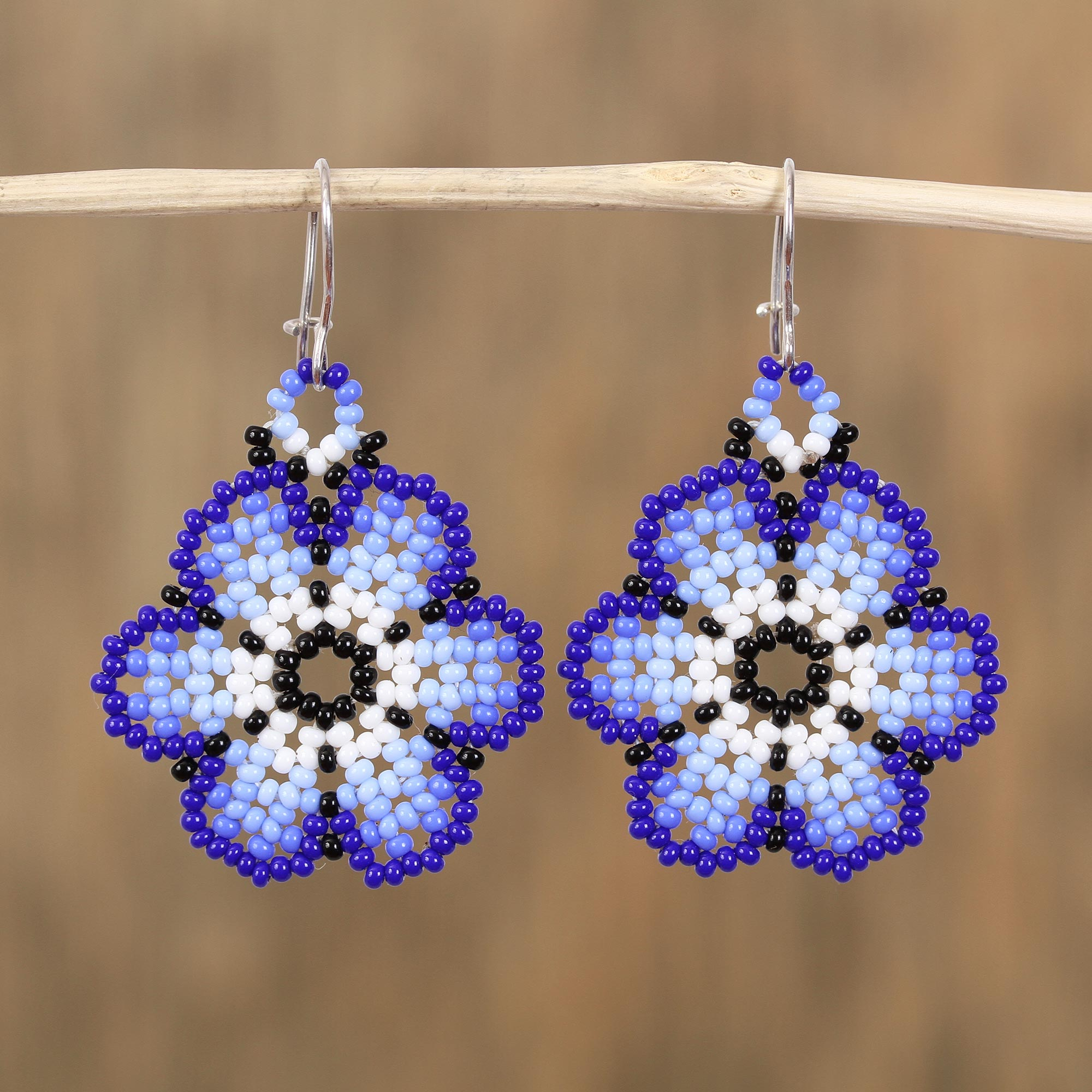 Mexican earrings Huichol Handmade Earrings beaded earrings gift for her Flower Earrings