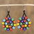 Glass beaded dangle earrings, 'Colorful Stars' - Multicolored Star-Shaped Glass Beaded Earrings from Mexico (image 2) thumbail