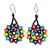 Glass beaded dangle earrings, 'Colorful Stars' - Multicolored Star-Shaped Glass Beaded Earrings from Mexico thumbail