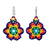 Glass beaded dangle earrings, 'Floral Colors' - Glass Beaded Floral Dangle Earrings from Mexico
