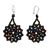 Glass beaded dangle earrings, 'Dark Colorful Stars' - Dark Glass Beaded Dangle Earrings from Mexico thumbail