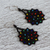 Glass beaded dangle earrings, 'Dark Colorful Stars' - Dark Glass Beaded Dangle Earrings from Mexico (image 2b) thumbail