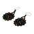 Glass beaded dangle earrings, 'Dark Colorful Stars' - Dark Glass Beaded Dangle Earrings from Mexico (image 2c) thumbail