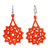 Glass beaded dangle earrings, 'Orange Stars' - Glass Beaded Dangle Earrings in Orange from Mexico (image 2a) thumbail