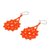 Glass beaded dangle earrings, 'Orange Stars' - Glass Beaded Dangle Earrings in Orange from Mexico (image 2c) thumbail